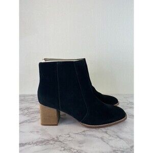 Madewell Bryce Ankle Boots Women's  Black Suede Zip Block Heel M4674 SZ 9.5